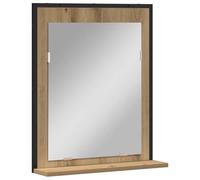 QJBSAVVA Miroir Mural avec Étagère 50x12x60 cm, Miroir Rectangulaire en Bois d'Ingénierie et Verre pour Salle de Bain, Couloir et Salon, Style Moderne Chic, Chêne Artisanal