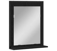 QJBSAVVA Miroir Mural Rectangulaire avec Étagère, Miroir de Salle de Bain et Entrée en Bois d'Ingénierie et Verre, Cadre Style Moderne Coloris Chêne Noir, 50 x 12 x 60 cm