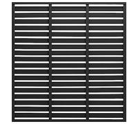 QJBSAVVA Panneau de Clôture Composite WPC 180x180 cm Noir, Claustra de Jardin à Lattes pour Extérieur, Brise-Vue Horizontal pour Délimitation de Terrasse et Cour Sans Poteaux