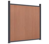 QJBSAVVA Panneau de Clôture de Jardin Brise-Vue en Composite WPC et Aluminium, Barrière Résidentielle d'Occultation pour Extérieur, Kit de Clôture Solide, Marron, 180 x 186 cm