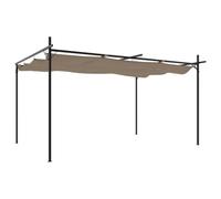 QJBSAVVA Pergola avec toit coulissant - Tonnelle de jardin - 4 x 3 m - En aluminium et acier - Auvent de terrasse pour jardin, terrasse et fête - Taupe - 395 x 292 x 230 cm