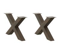 QJBSAVVA Pieds de Table Basse en Forme de X, Lot de 2 Pieds de Table en Acier Naturel, 70 x 42-43 cm, Piétement Métal avec Niveleurs Réglables pour Table de Salon et Meuble DIY