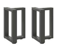 QJBSAVVA Pieds de Table Basse en T, Lot de 2 Pieds en Acier Thermolaqué Anthracite, Piétement Métal de Rechange Réglable pour Table Basse et Banc, 28 x 25 x 42-43 cm