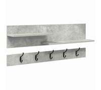 QJBSAVVA Porte-Manteau Mural avec 2 Étagères, Patère Moderne en Bois d'Ingénierie pour Entrée et Couloir, Vestiaire Suspendu Gain de Place, Gris Béton, 90 x 15 x 36 cm