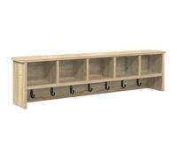 QJBSAVVA Porte-Manteau Mural avec Étagère de Rangement Intégrée, Patère Murale en Bois d'Ingénierie Chêne Sonoma, Design Moderne pour Entrée, Couloir et Bureau, 100 x 16 x 26 cm