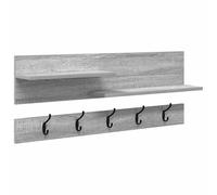 QJBSAVVA Porte-Manteau Mural avec Étagère et Crochets, Vestiaire Mural Moderne en Bois d'Ingénierie pour Entrée et Couloir, Rangement Gain de Place, Gris Sonoma, 90 x 15 x 36 cm
