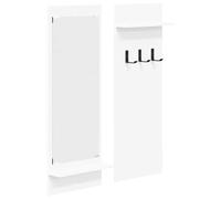 QJBSAVVA Porte-Manteau Mural Blanc avec Miroir et 2 Étagères, Meuble d'Entrée Suspendu en Bois d'Ingénierie pour Couloir et Vestiaire, Design Moderne Gain de Place, 70 x 10 x 90 cm