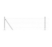 QJBSAVVA Poteau de Clôture avec Grillage Métallique Argenté 10x0,4 m, Treillis 60x60 mm, Barrière de Jardin en Acier pour Délimitation Extérieure et Terrasse, Set avec 5 Poteaux