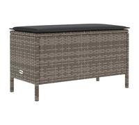 QJBSAVVA Pouf de Jardin en Résine Tressée 80 x 38 x 45 cm, Repose-Pieds d'Extérieur et d'Intérieur en Rotin PE avec Coussin Déhoussable Gris, Tabouret Long de Terrasse et Salon