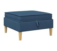 QJBSAVVA Pouf de Rangement Bleu en Tissu, Pouf Coffre Carré 70x70x40 cm avec Coussin en Mousse et Cadre en Bois, Repose-Pieds et Siège d'Appoint pour Salon et Chambre