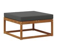 QJBSAVVA Pouf d'Extérieur en Bois d'Acacia Massif, Repose-Pieds de Jardin avec Coussin Anthracite, Siège Bas de Terrasse Modulaire pour Espace Extérieur, 79 x 79 x 37 cm