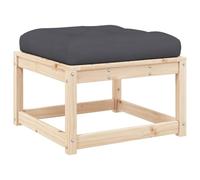 QJBSAVVA Repose-Pied de Jardin en Bois de Pin Massif avec Coussin Anthracite, Pouf d'Extérieur Modulaire et Table Basse pour Terrasse, Patio et Balcon, 83 x 73 x 78 cm