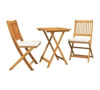 QJBSAVVA Salon de Jardin 3 Pcs Table et 2 Chaises en Bois d'Acacia | Mobilier compact pour balcon et terrasse en bois robuste, adapté pour les cafés et repas en duo en plein air.