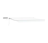 QJBSAVVA Store Banne Motorisé 4 x 3,5 m - Auvent Rétractable avec Télécommande et Manivelle - Structure en Aluminium et Acier Blanc - Design Semi-Cassette pour Terrasse et Jardin