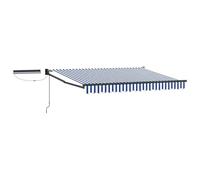 QJBSAVVA Store Banne Motorisé avec Panneau Solaire et Télécommande, Auvent Rétractable pour Terrasse et Jardin, Structure en Aluminium et Acier, 2,5 x 2 m, Coloris Bleu Blanc Anthracite