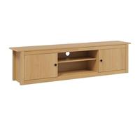 QJBSAVVA Support TV Mural Hill en Pin Massif Marron Miel - Meuble TV Suspendu 158 x 40 x 39,5 cm avec 2 Portes et Étagère pour Salon Contemporain - Design Moderne et Élégant