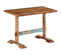 QJBSAVVA Table à Manger 110x55x78 cm en Bois de Récupération Massif, Table de Cuisine Vintage Style Industriel, Meuble Artisanal avec Pieds en Bois pour Salle à Manger et Salon