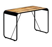 QJBSAVVA Table à Manger 118x60x76 cm en Bois de Manguier Massif Brut et Acier, Table de Repas au Style Industriel Rectangulaire pour Cuisine et Salle à Manger, Finition Polie et Laquée