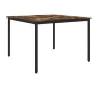 QJBSAVVA Table à Manger Carrée 110 x 110 x 75 cm - Table de Repas Moderne Style Industriel avec Plateau en Bois d'Ingénierie et Cadre en Métal Noir pour Cuisine et Salle à Manger