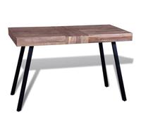 QJBSAVVA Table à Manger en Bois de Teck Recy t Fer Peint, Console Vintage Industrielle en Bois Massif Fait Main, Table d'Appoint Rectangulaire pour Salon et Bureau, 119 x 58 x 76 cm