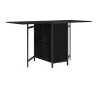 QJBSAVVA Table à Manger Extensible 144 x 60 x 75 cm, Table de Cuisine Moderne en Bois d'Ingénierie, Console Rectangulaire avec Étagères de Rangement pour Salle à Manger, Chêne Noir