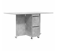 QJBSAVVA Table à Manger Extensible 2 PCS, Table de Cuisine Rectangulaire 140x80x77 cm en Bois d'Ingénierie, Console Pliante Gain de Place avec Rangement pour Salon, Gris Béton