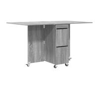 QJBSAVVA Table à Manger Extensible 2 Pièces, Table de Salle à Manger Pliante en Bois d'Ingénierie, 140 x 80 x 77 cm, Design Moderne avec Rangement, Salon et Cuisine, Coloris Gris Sonoma