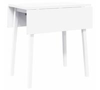 QJBSAVVA Table à Manger Pliable en Bois d'Hévéa Massif, Table de Cuisine à Abattants 45-90 x 75 x 75 cm, Console Extensible pour Petit-Déjeuner ou Travail à Domicile, Moderne, Blanc