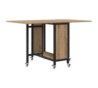 QJBSAVVA Table à Manger Pliante avec 6 roulettes Verrouillables, Table de Cuisine Gain de Place en Bois d'Ingénierie, Console Extensible pour Salon et Bureau, Rectangulaire, 130 x 80 x 76,5 cm