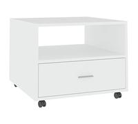 QJBSAVVA Table basse blanche 55 x 55 x 40 cm Table d'appoint sur roulettes Table de salon avec tiroir et compartiment Table de canapé mobile en bois Table basse moderne pour le salon
