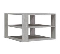 QJBSAVVA Table Basse Carrée Sonoma Gris 58x58x40 cm, Table d'Appoint en Bois d'Ingénierie avec Étagère de Rangement à 3 Niveaux, Meuble de Salon Moderne et Élégant pour Petit Espace