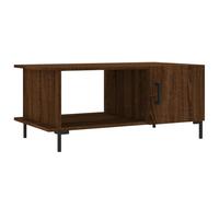 QJBSAVVA Table Basse Chêne Marron 90x50x40 cm, Table de Salon en Bois d'Ingénierie avec Pieds en Fer et Compartiments de Rangement, Meuble de Séjour avec Porte pour Bureau ou Maison