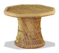 QJBSAVVA Table Basse en Bambou et Jute Naturel, Table d'Appoint Octogonale 60x60x45 cm, Bout de Canapé Artisanal pour Salon, Support de Plante et Table d'Extrémité au Design Exotique Naturel