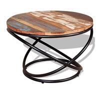 QJBSAVVA Table Basse en Bois de Récupération Massif 60x60x40 cm, Table d'Appoint Vintage Style Industriel pour Salon, Meuble Artisanal avec Cadre en Métal et Plateau Multicolore Unique