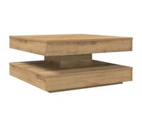 QJBSAVVA Table basse pivotante à 360° en chêne Artisan 70 x 70 x 34,5 cm - Table de salon moderne avec espace de rangement et étagère - Table de canapé carrée en bois