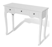 QJBSAVVA Table Console Blanche en Bois avec 3 Tiroirs, Coiffeuse Compacte pour Entrée Couloir et Salon, Bureau d'Appoint en MDF et Pin avec Boutons en Fer, 100 x 35 x 78 cm