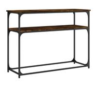 QJBSAVVA Table Console Chêne Fumé 100x35,5x75 cm, Meuble d'Entrée en Bois d'Ingénierie et Métal, Bout de Canapé Industriel pour Salon et Couloir, Buffet Étroit avec Pieds Réglables
