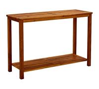 QJBSAVVA Table Console de Jardin en Bois d'Acacia Massif 110x40x75 cm, Table d'Extérieur et d'Intérieur avec Étagère Basse pour Balcon, Terrasse, Salon et Entrée