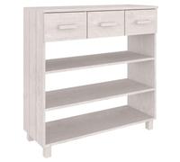 QJBSAVVA Table Console HAMAR en Bois de Pin Massif Blanc 90x35x90 cm Meuble d'Entrée avec 3 Tiroirs et 3 Étagères Rangement pour Salon Couloir Buffet d'Appoint Robuste et Pratique