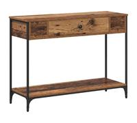 QJBSAVVA Table Console Rustique en Bois d'Ingénierie avec Tiroirs et Étagères, Meuble d'Entrée Effet Bois Ancien pour Salon et Couloir, Buffet Étroit 100 x 34,5 x 75 cm
