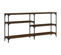 QJBSAVVA Table Console Style Industriel 160x29x75 cm, Meuble d'Entrée Long en Bois d'Ingénierie et Métal, Buffet de Couloir avec Pieds Réglables, Décoration Salon, Chêne Marron