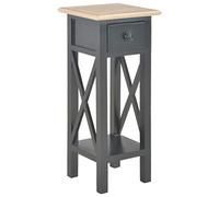 QJBSAVVA Table d'appoint en Bois avec Tiroir, Console d'entrée Compacte et Guéridon pour Salon, Support de Téléphone ou Plantes, Pinède et MDF, Finition Noir et Marron, 27 x 27 x 65,5 cm