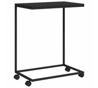 QJBSAVVA Table d'Appoint en Forme de C avec Roues, Bout de Canapé Mobile en Bois d'Ingénierie et Métal, Table de Salon Polyvalente pour Ordinateur Portable et Café, Noir, 55x35x70 cm
