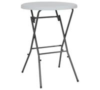 QJBSAVVA Table de Bar Pliante Blanc Ø 80 x 110 cm Mange-Debout Rond Table Haute de Jardin en PEHD et Acier Table Pliable Extérieure pour Terrasse Balcon Événement
