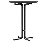 QJBSAVVA Table de Bar Ronde Ø80x110 cm, Mange-Debout Pliable en Bois d'Ingénierie et Acier Noir Robuste, Table Haute de Bistrot pour Cuisine, Salon et Réceptions, Noir