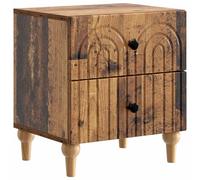 QJBSAVVA Table de chevet aspect bois vieilli avec 2 tiroirs, console de chevet moderne 43 x 34,5 x 48 cm, table de chevet en bois pour chambre à coucher, table d'appoint rectangulaire avec motif à