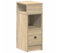QJBSAVVA Table de chevet avec tiroir et 2 compartiments ouverts, table de chevet étroite aspect chêne Sonoma, console de chevet haute pour chambre à coucher, table d'appoint en bois, 25 x 31 x 66 cm