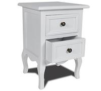 QJBSAVVA Table de chevet blanche avec 2 tiroirs en MDF et bois de pin, console de chevet 34,5 x 30 x 49 cm, petite table d'appoint pour chambre à coucher, table de chevet étroite de style maison de