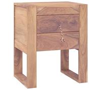 QJBSAVVA Table de chevet en teck massif 40 x 30 x 50 cm, table de chevet de style colonial avec 1 tiroir, table d'appoint rustique et console de chevet en bois dur robuste pour chambre à coucher