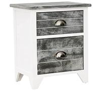 QJBSAVVA Table de chevet grise et blanche 38 x 28 x 45 cm - Table de chevet en bois de paulownia avec 2 tiroirs - Élégante armoire d'appoint et table de téléphone pour chambre à coucher - Commode en